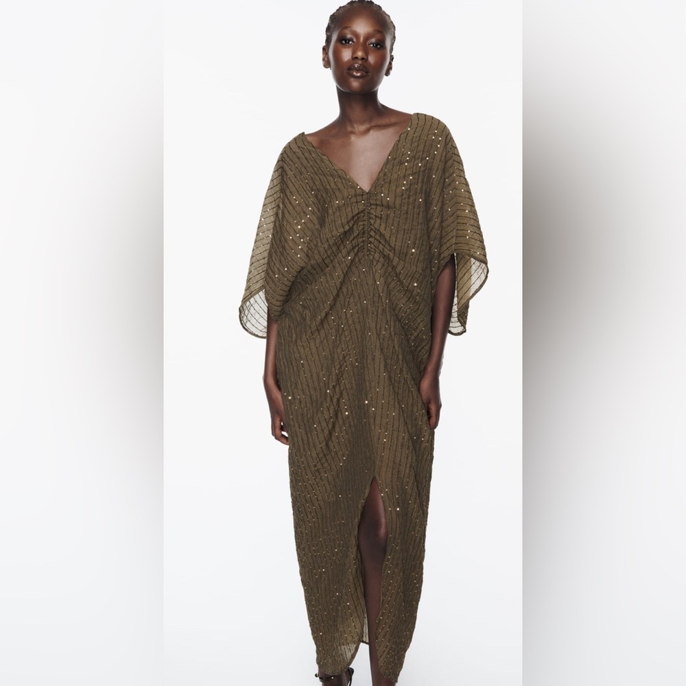 ZARA kaftan dress with sequins size small